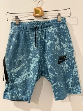 Nike Teal and Light Blue Splatter Athletic Shorts